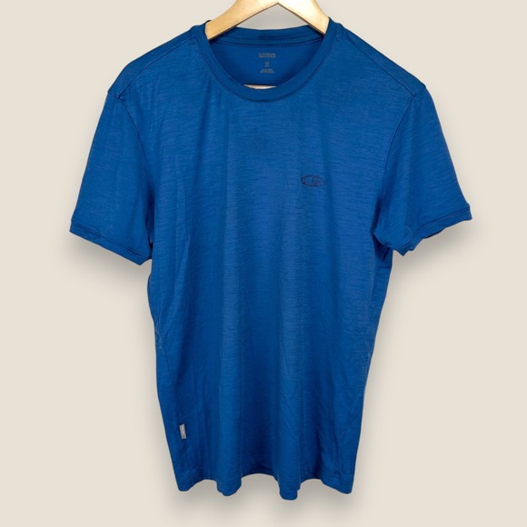 Icebreaker Merino Wool Short Sleeve T-Shirt Men Medium Blue Crew Neck Wicking - Picture 1 of 10